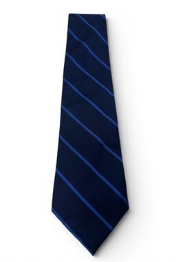Lauren Ralph Lauren Hand Rolled Silk Striped Blue Tie Hand Finished